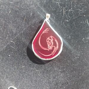 Red baby dragon glass pendant